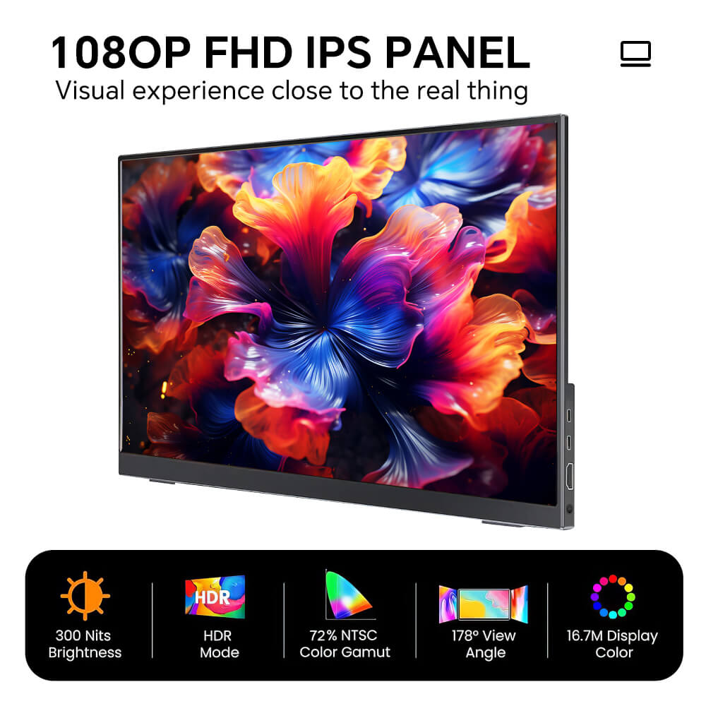 Portable Monitor 15.6inch 1080P USB C HDMI IPS Gaming Monitor Display Thin