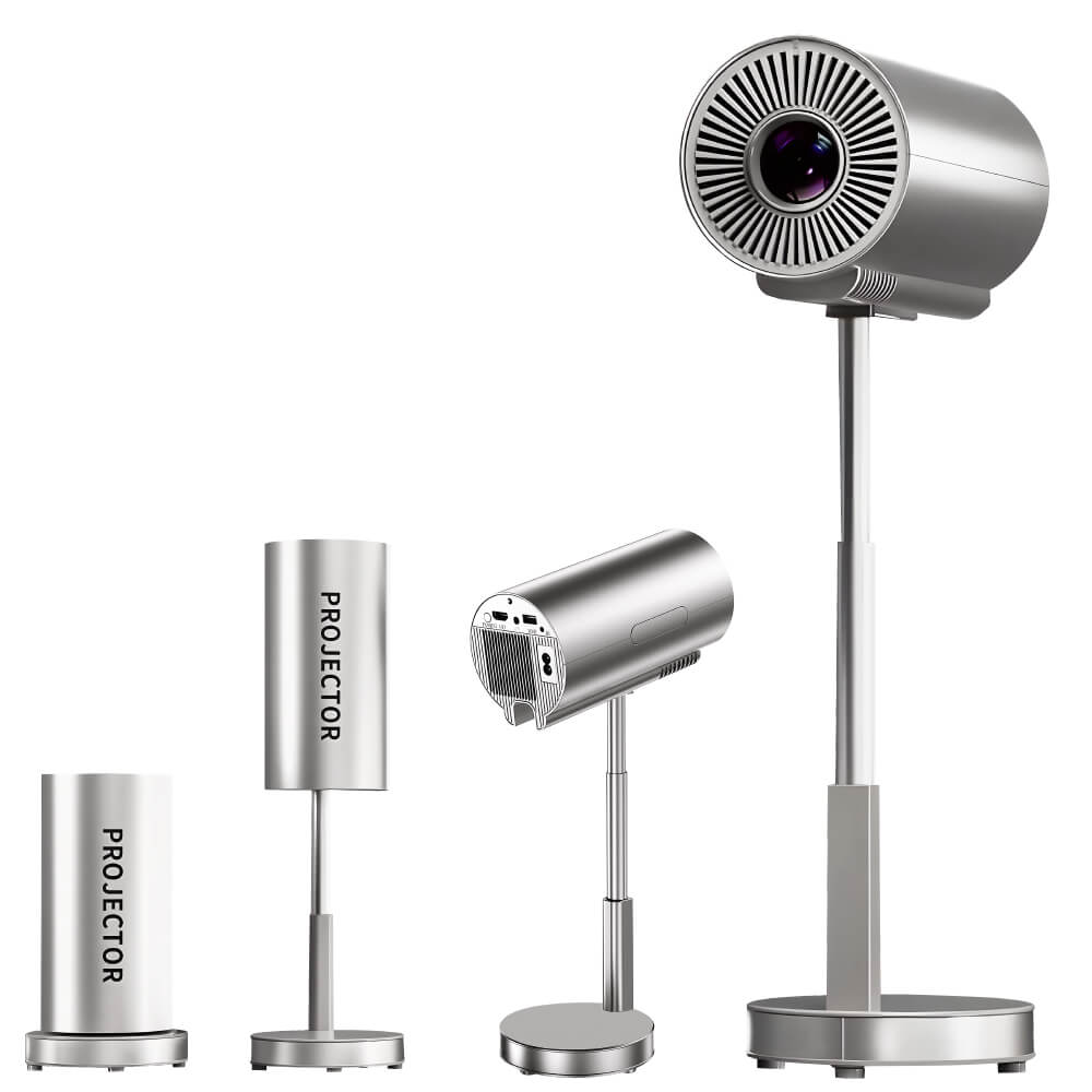 Mini Projector Native 1080P Support 4K with WiFi Bluetooth 90° Flip Head Home Theater