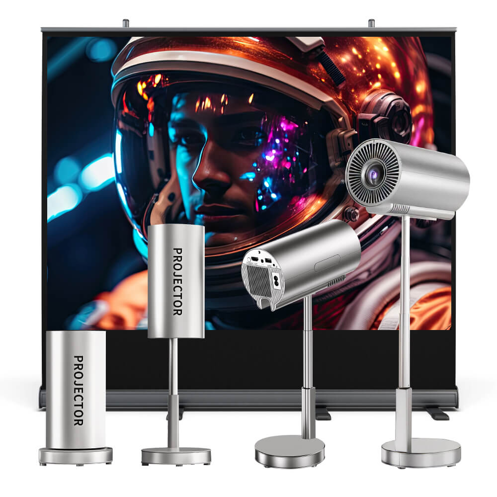 Mini Projector Native 1080P Support 4K with WiFi Bluetooth 90° Flip Head Home Theater
